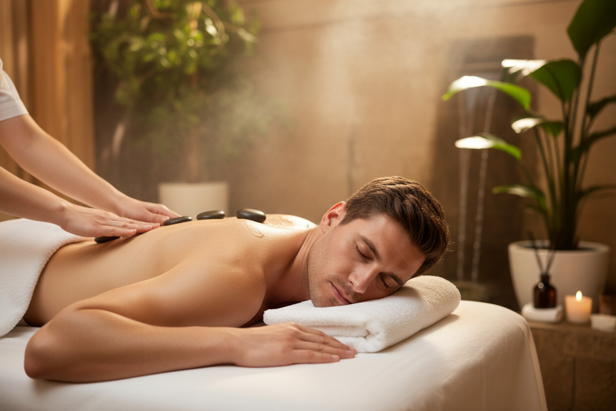 a man geting relaxation therapy